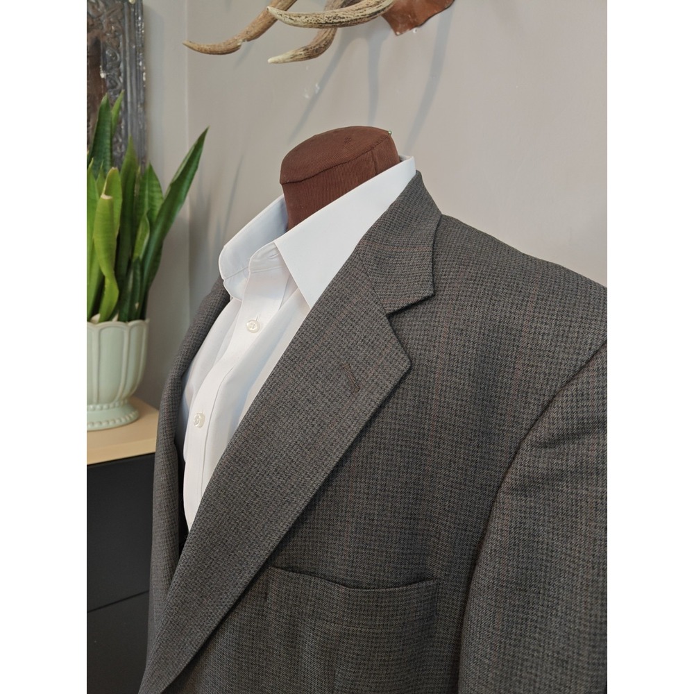Bassano Mens Wool Sports Coat 45L Olive Gray Red Striped 2 Button Blazer Italy